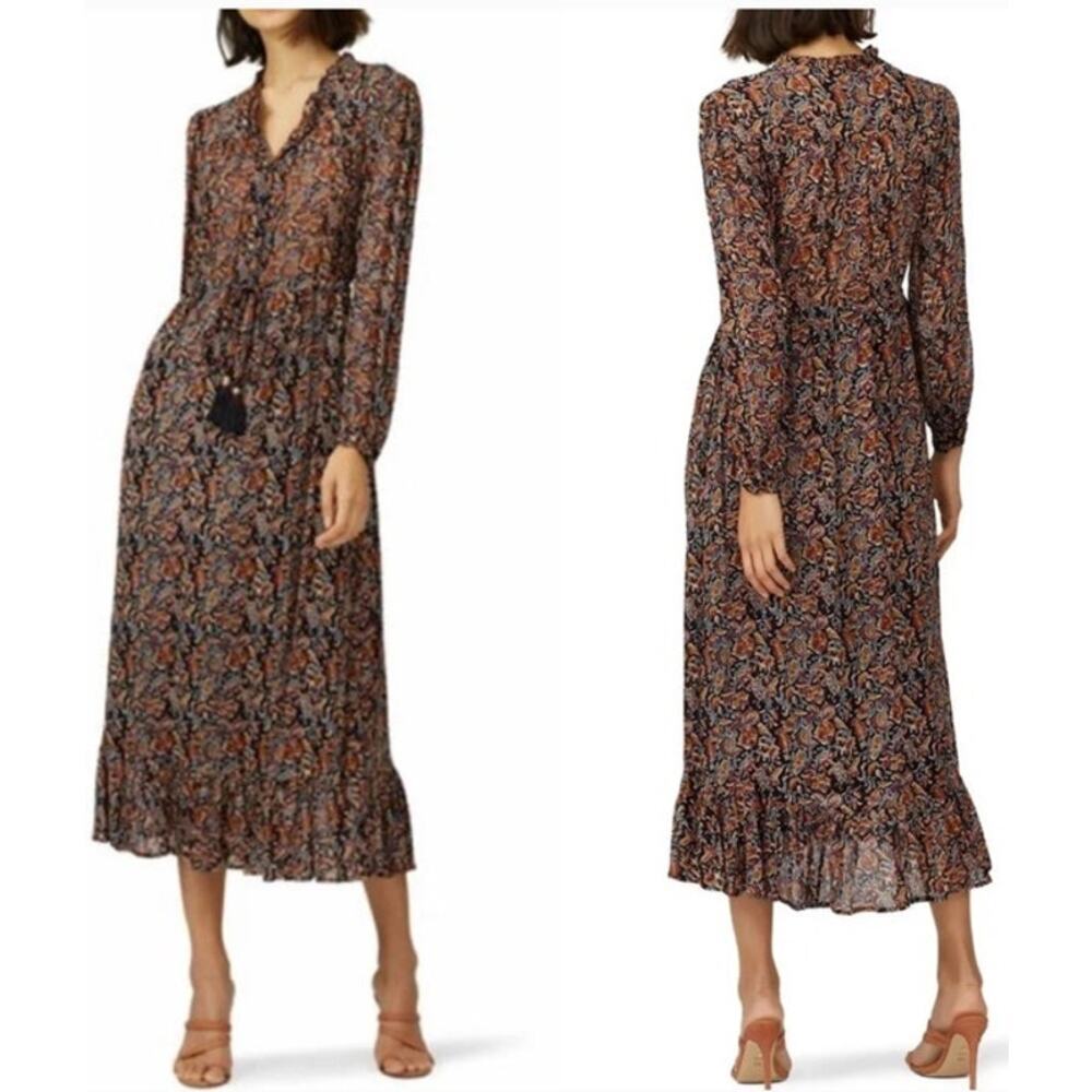 Sea New York Nicolette Dress Gerardtest Floral Paisley Long Sleeve Midi Brown 6 — image 2 of 8